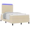 vidaXL Boxspringbett mit Matratze mit LED Creme 120 x 190 cm Stoff