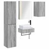 vidaXL Badezimmerm&ouml;bel-Set 5 pcs Grau Sonoma Ingenieurholz und Glas