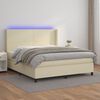 vidaXL Boxspringbett mit Matratze & LED Creme 180x200 cm Kunstleder