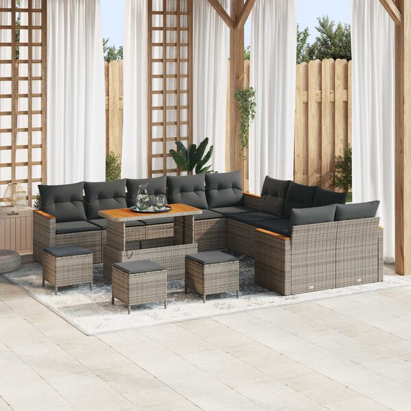 vidaXL Gartensofa-set 14 pcs Grau Poly-Rattan