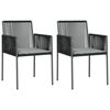 vidaXL Gartenst&uuml;hle mit Kissen 2 Stk. Schwarz 54x60,5x83,5 cm