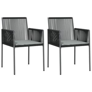vidaXL Gartenst&uuml;hle mit Kissen 2 Stk. Schwarz 54x60,5x83,5 cm