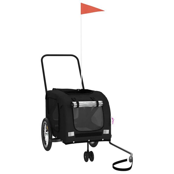 vidaXL Fahrradanh&auml;nger Hunde Schwarz Oxford-Gewebe und Eisen