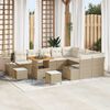 vidaXL Gartensofa-set mit Kissen mit Speicher 12 pcs Beige Poly Rattan