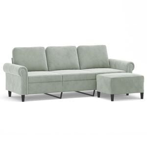 vidaXL 3-Sitzer-Sofa mit Hocker Gelb 180 cm Samt