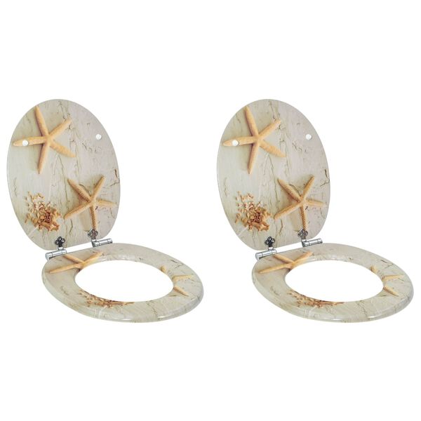 vidaXL Toilettensitz 2 pcs Gelb und Wei&szlig; 44 x 38 cm MDF-Platte