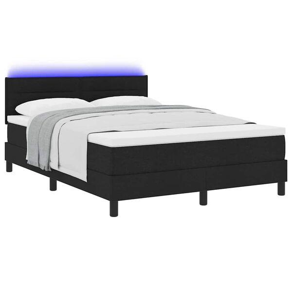 vidaXL Boxspringbett mit Matratze mit LED Schwarz 140 x 190 cm Stoff