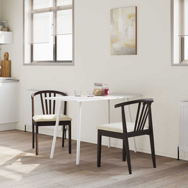 vidaXL Esszimmerstuhl 2 pcs Hellbraun und hell Solides Gummiholz