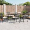 vidaXL 7-tlg. Garten-Essgruppe mit Kissen Schwarz Poly Rattan