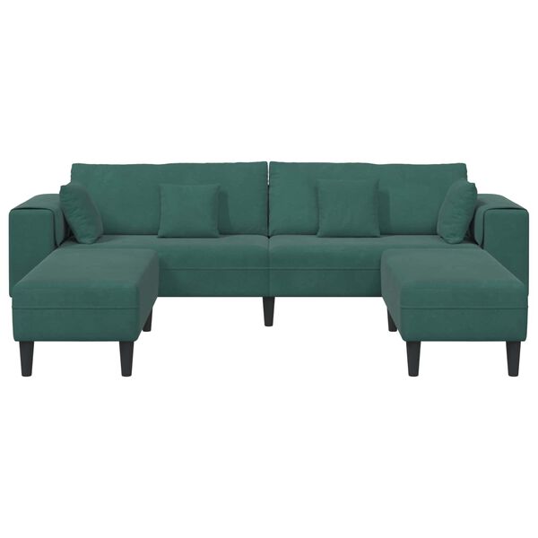 vidaXL Sofa mit Kissen 3 pcs Dunkelgr&uuml;n Samt