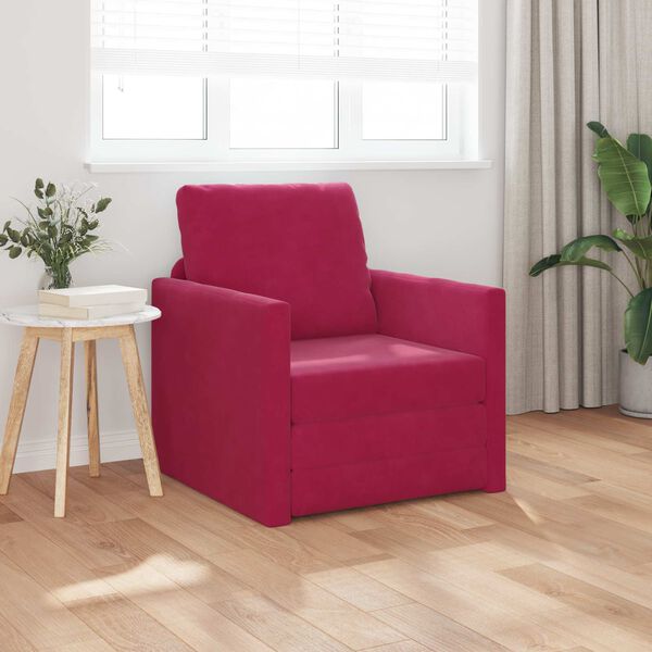 vidaXL Schlafsofa 60cm Weinrot Samt