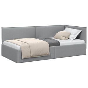 vidaXL Eckbettgestell mit Kopfteil Hellgrau 80 x 200 cm Stoff