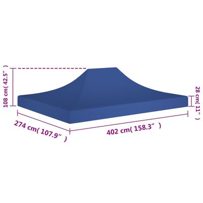 vidaXL Partyzelt-Dach 4x3 m Blau 270 g/m²