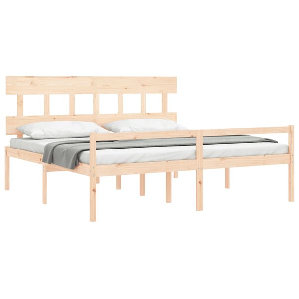vidaXL Seniorenbett mit Kopfteil 200x200 cm Massivholz