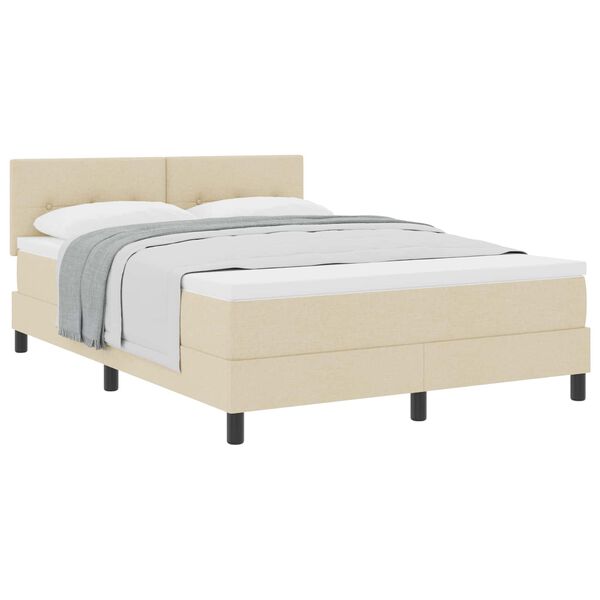 vidaXL Boxspringbett mit Matratze Creme 160 x 200 cm Stoff