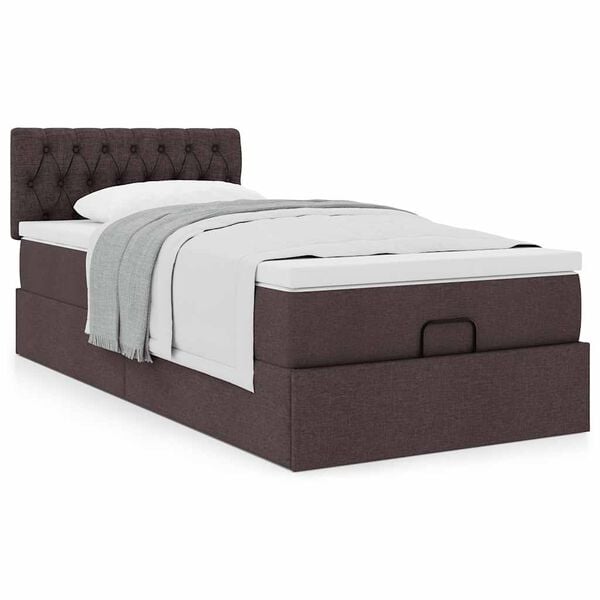 vidaXL Ottoman-Bett mit Matratze Dunkelbraun 90x200 cm Stoff