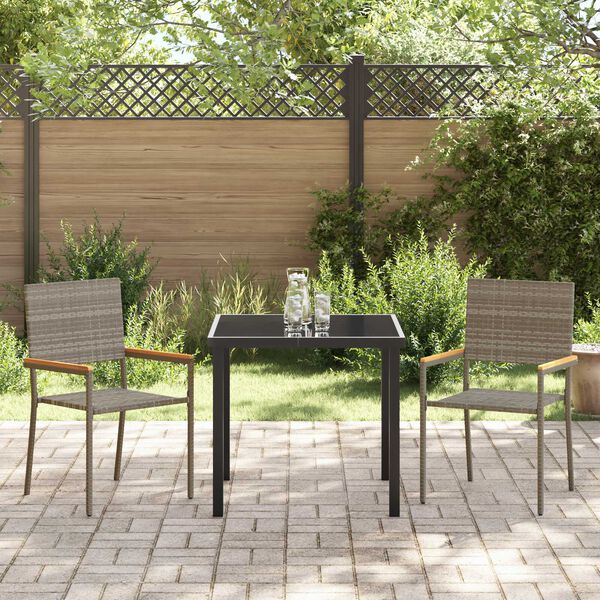 vidaXL Garten Essgruppe mit Kissen 3 pcs Grau Poly-Rattan