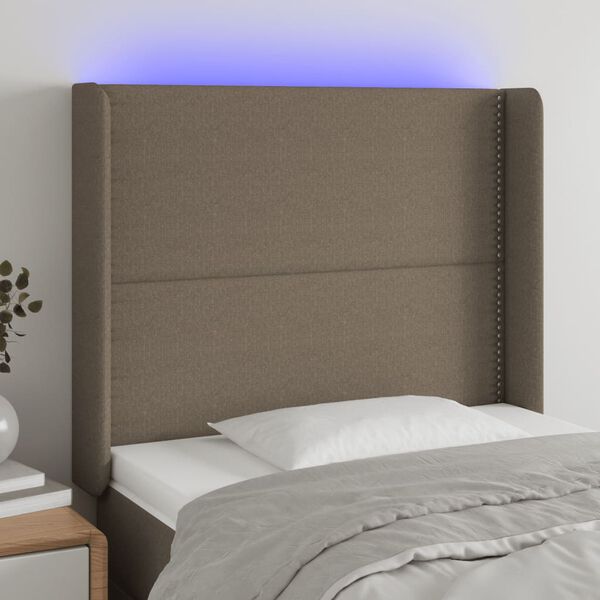 vidaXL LED Kopfteil Taupe 103x16x118/128 cm Stoff