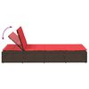 vidaXL Sonnenliege mit schwebender Auflage Braun Poly Rattan