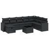 vidaXL 9-tlg. Garten-Sofagarnitur mit Kissen Schwarz Poly Rattan