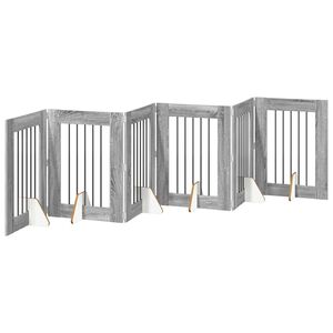 vidaXL Klappbares Hundetor mit St&auml;ndern 6 pcs Graues Sonoma 362 cm