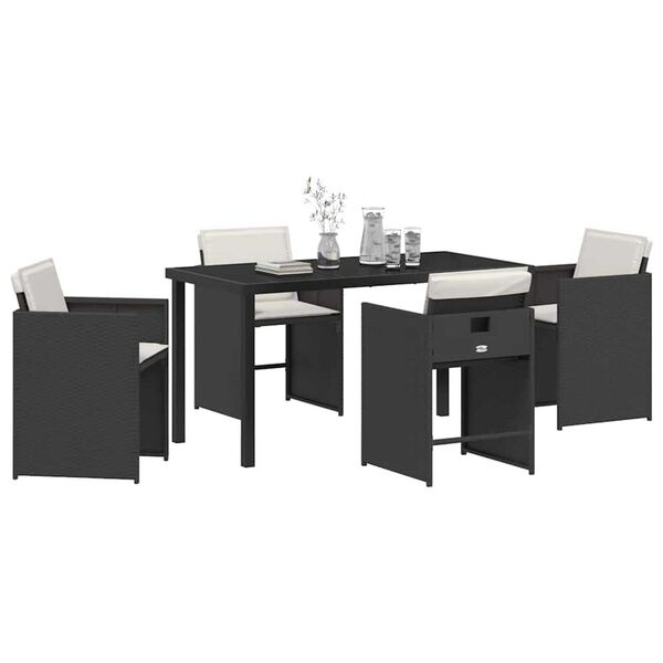 vidaXL Garten Essgruppe 5 pcs Schwarz Poly-Rattan