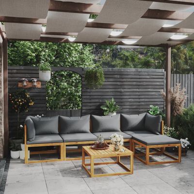 vidaXL 6-tlg. Garten-Lounge-Set mit Auflagen Massivholz Akazie