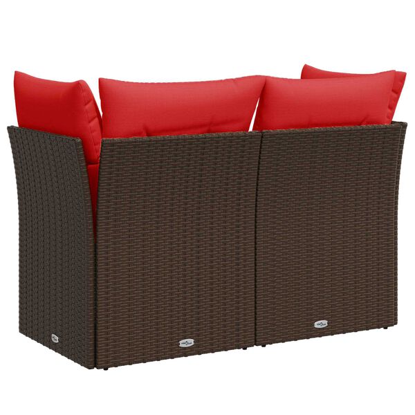 vidaXL Gartensofa mit Kissen 2-Sitzer Braun Poly Rattan