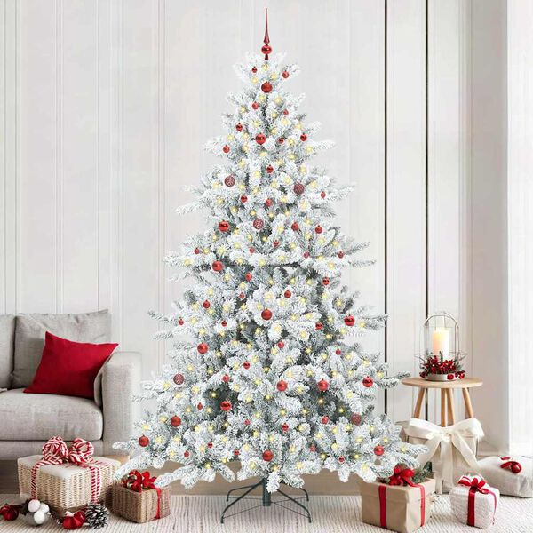 vidaXL K&uuml;nstlicher klappbarer Weihnachtsbaum Wei&szlig; 240 cm PVC und Stahl