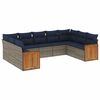 vidaXL 9-teiliges Gartensofa-Set mit Kissen, grau, Polyrattan