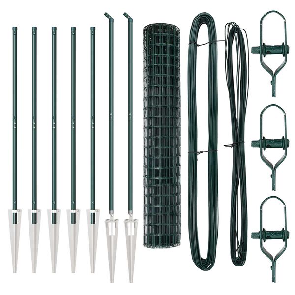 vidaXL Zaun mit Pfosten Gr&uuml;n 1,6 x 10 m Stahl und PVC