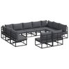 vidaXL Gartensofa-set 11 stk. Schwarz Aluminium