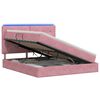 vidaXL LED-Speicherbett mit Matratze Rosa 160 x 200 cm Samt
