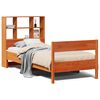 vidaXL Massivholzbett mit Regal ohne Matratze Wachsbraun 90x190 cm