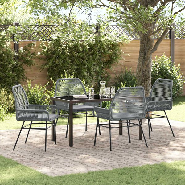 vidaXL Garten Essgruppe mit Kissen 5 pcs Grau Poly-Rattan