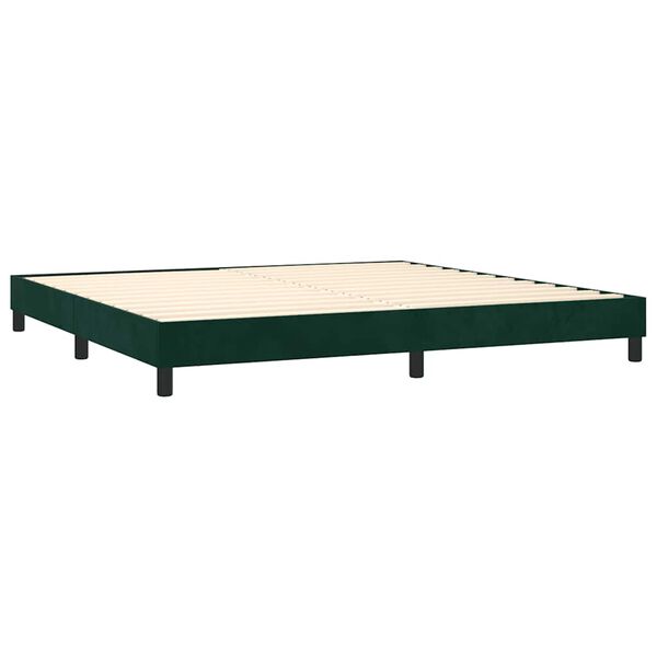 vidaXL Boxspringbett mit Matratze Dunkelgr&uuml;n 200x200 cm Samt