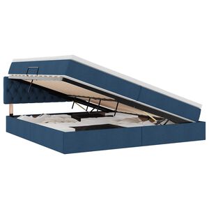 vidaXL Bett mit Stauraum und LED mit Matratze Blau 200 x 200 cm Stoff