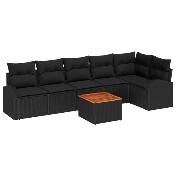 vidaXL Garten-Sofa-Set 7 pcs Schwarz