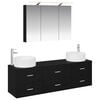 vidaXL Badezimmerm&ouml;bel-Set 4 pcs Schwarze Eiche Ingenieurholz und Glas