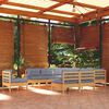 vidaXL 10-tlg. Garten-Lounge-Set mit Grauen Kissen Kiefer Massivholz