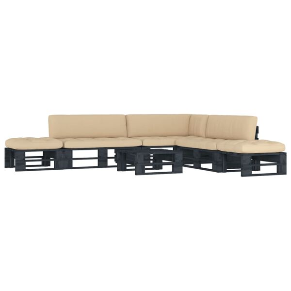 vidaXL 6-tlg. Paletten-Lounge-Set Schwarz Impr&auml;gniertes Kiefernholz
