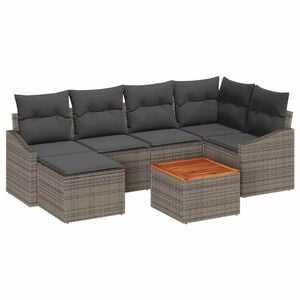 vidaXL Gartensofa-set mit Speicher 7 pcs Grau Poly-Rattan