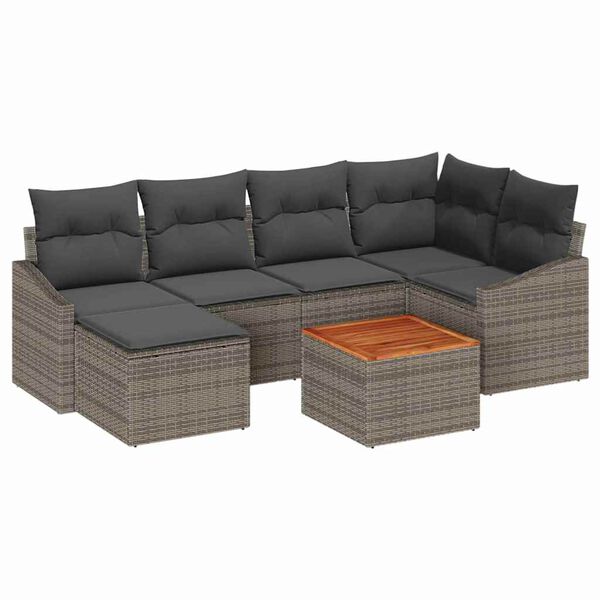 vidaXL Gartensofa-set mit Speicher 7 pcs Grau Poly-Rattan