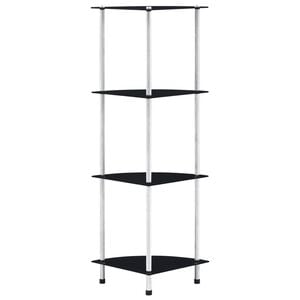 vidaXL Regal mit 4 Ablagen Schwarz 30x30x100 cm Hartglas