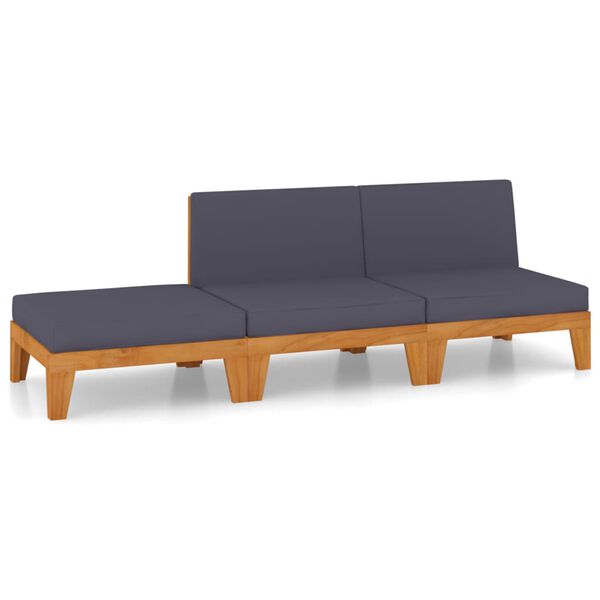 vidaXL 3-tlg. Garten-Lounge-Set mit Kissen Akazie Massivholz