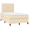 vidaXL Boxspringbett mit Matratze & LED Creme 120x190 cm Stoff