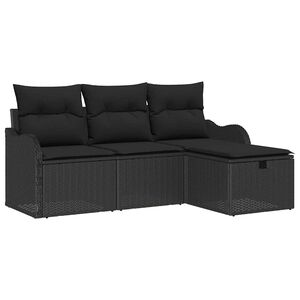 vidaXL Gartensofa-set mit Kissen 4 pcs Schwarz Poly-Rattan