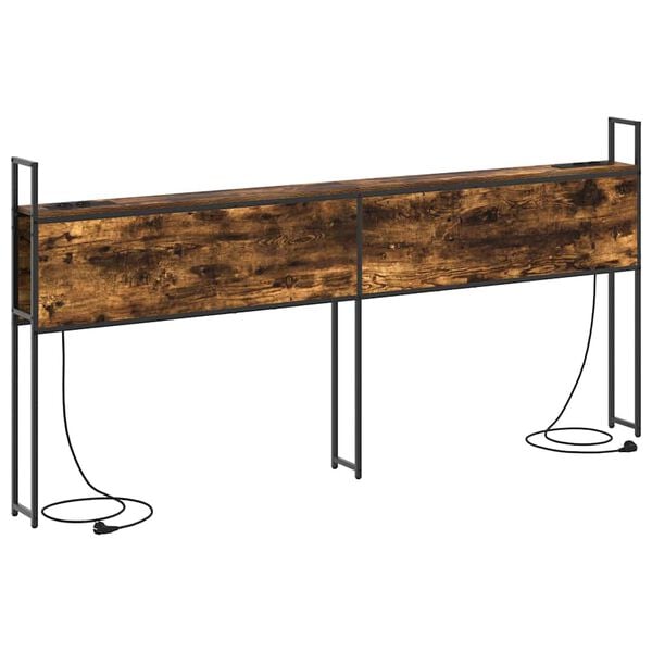 vidaXL Kopfteil mit Stauraum mit Ladestation R&auml;uchereiche 180 cm