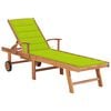 vidaXL Sonnenliege mit Auflage Hellgr&uuml;n Massivholz Teak