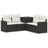 vidaXL Sofa Set 5 stk. Schwarz und Cremewei&szlig; Polyrattan und Stahl